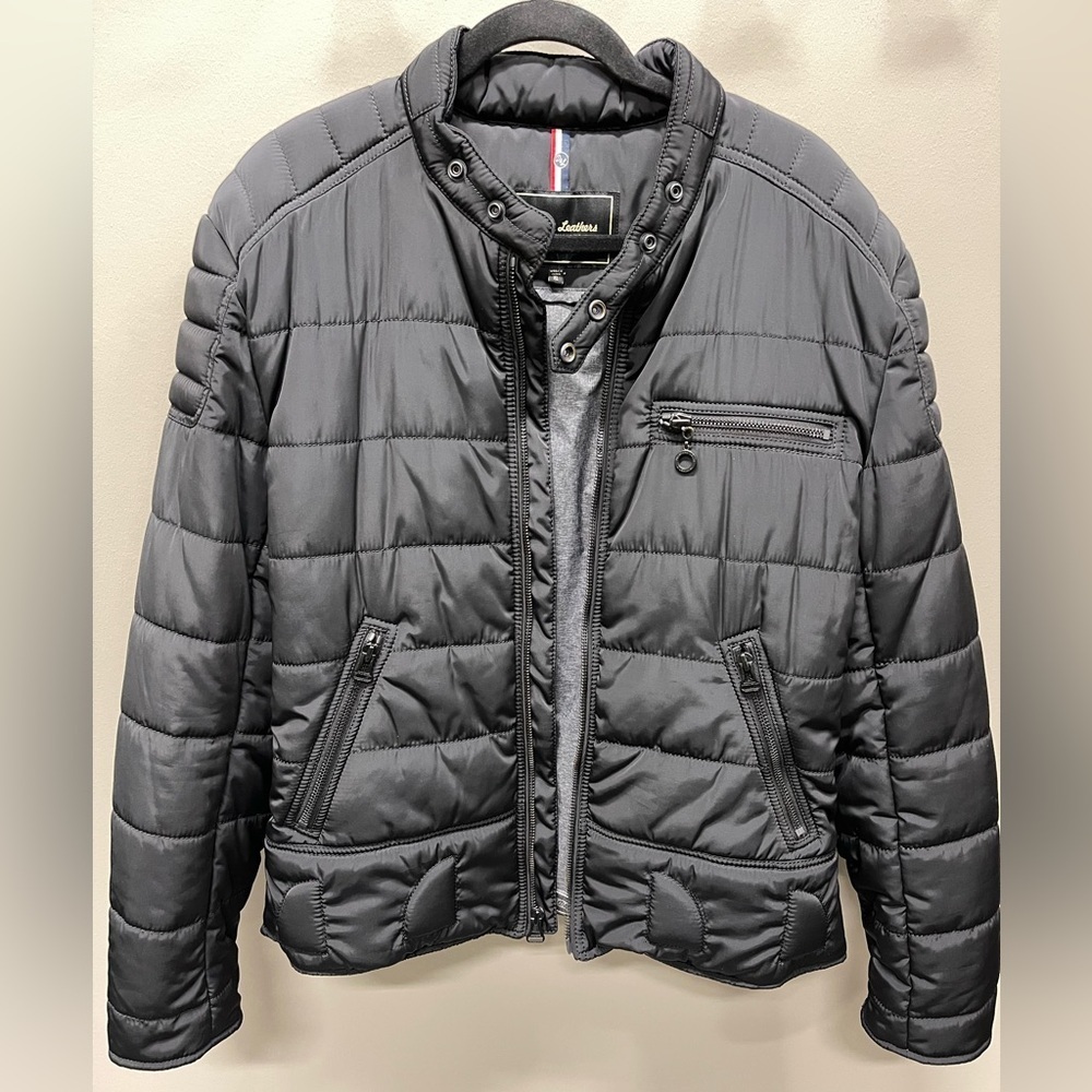 Andrew Marc Denim and leathers “ Marc Moto” Riding jacket